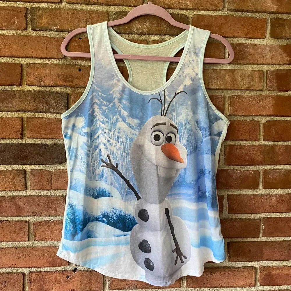 Disney Frozen Olaf Racerback Tank White Large